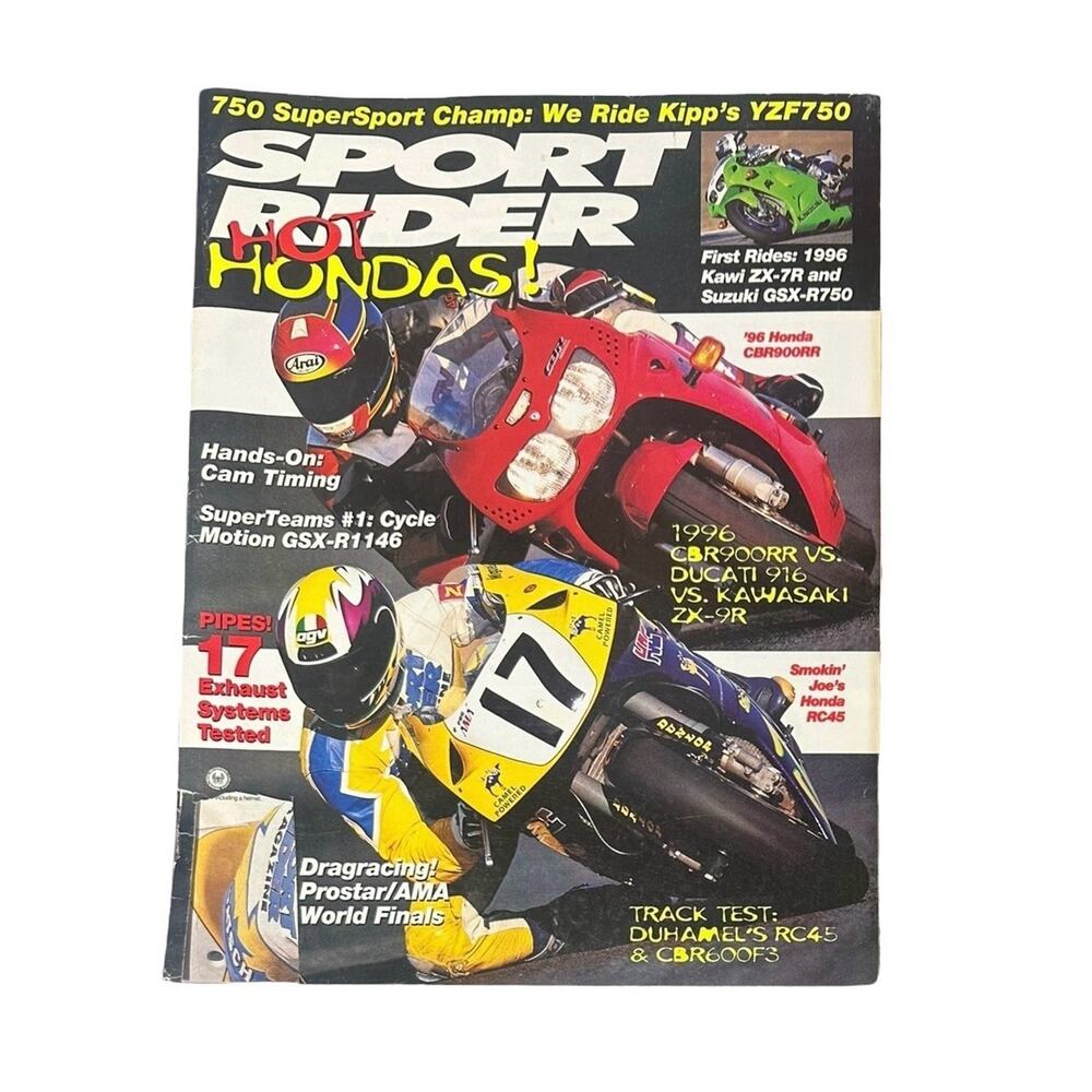 Vtg Sport Rider Magazine April 1996 CBR900RR Ducati 916 Kawasaki ZX-9R Hot Honda